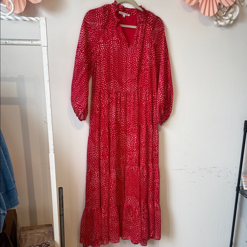 Joy Joy Red and cream polka dot dress medium